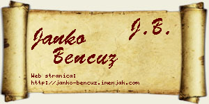 Janko Bencuz vizit kartica